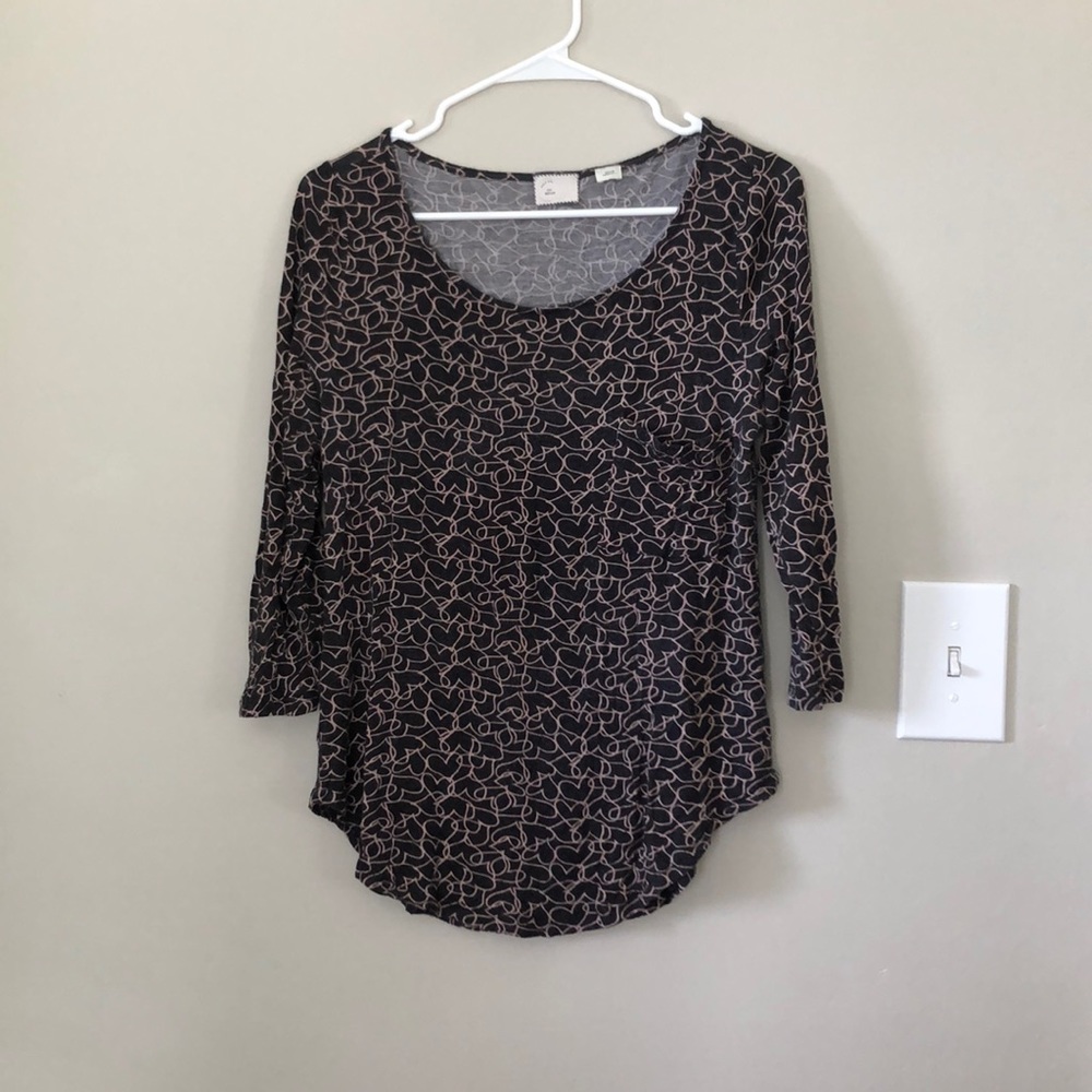 Anthropologie heart pattern blouse